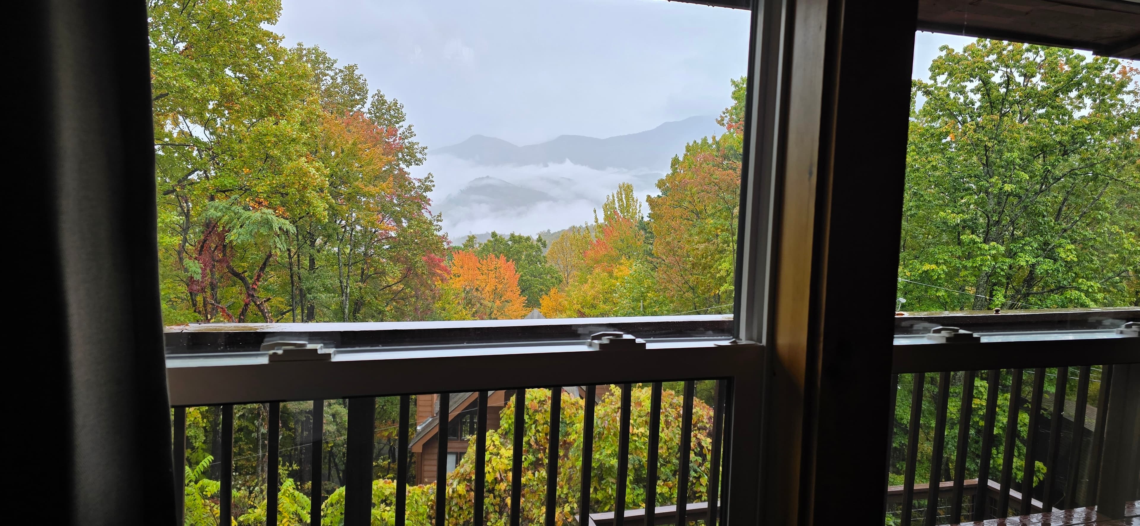 View from upstairs bedroom at Honey Bear Lodge