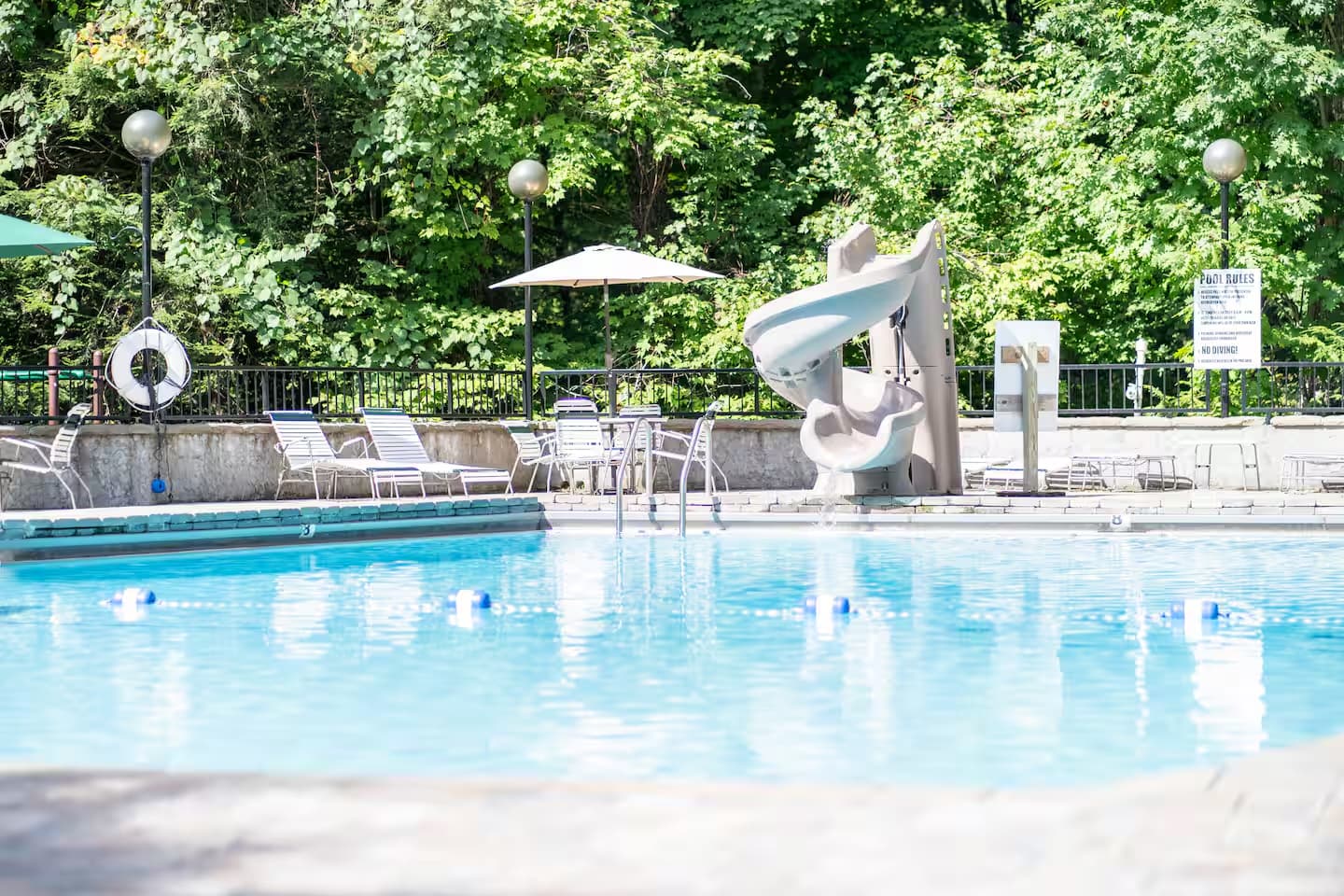 Pool with slide at Chalet Village