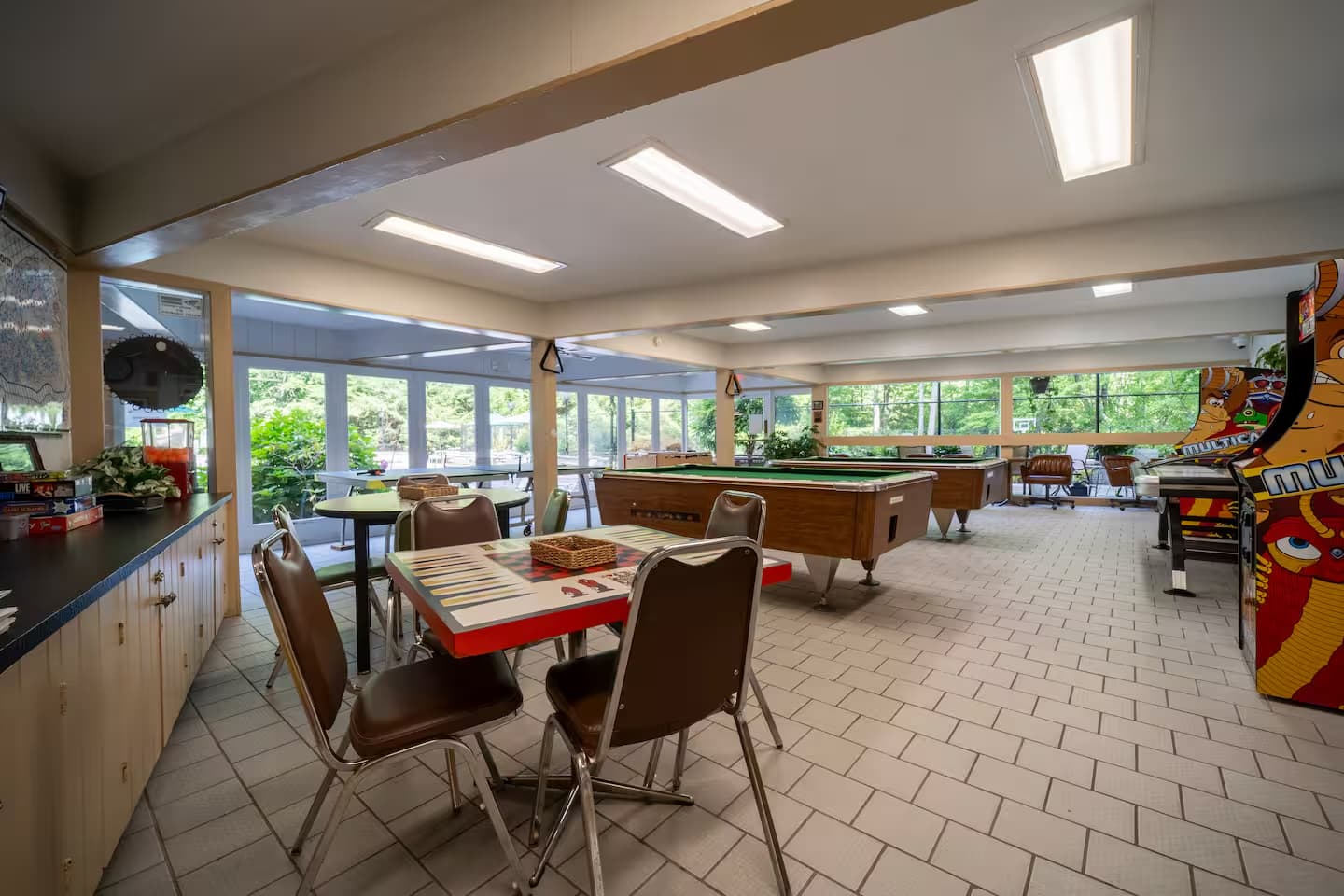 Community game room near Chalet Village pool